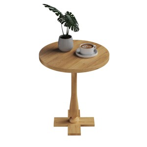 Side Table - Mango Wood Pedestal Table with White Distressing for Couch, Loveseat, Entryway, or Bed - Farmhouse Living Room Furniture by Lavish Home - 1 of 4