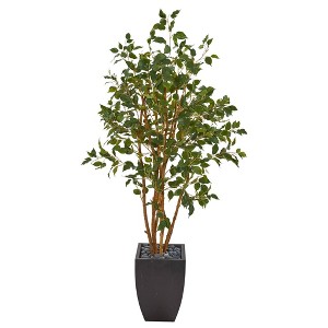 Nearly Natural 58-in Ficus Artificial Tree in Black Planter - 1 of 2