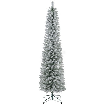 NicBex 7ft Snow Flocked Artificial Christmas Tree with 405 Branch Tips and Metal Base for Home Office