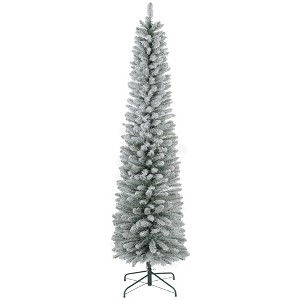 NicBex 7ft Snow Flocked Artificial Christmas Tree with 405 Branch Tips and Metal Base for Home Office - 1 of 4