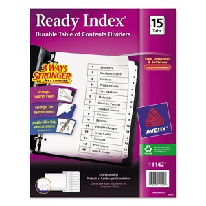 Avery Ready Index Customizable Table of Contents Black & White Dividers 15-Tab Ltr 11142 - 1 of 4
