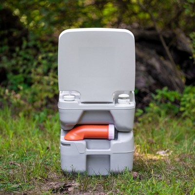 Compact Gray Heavy-Duty Portable Camp Toilet with Carrying Case
