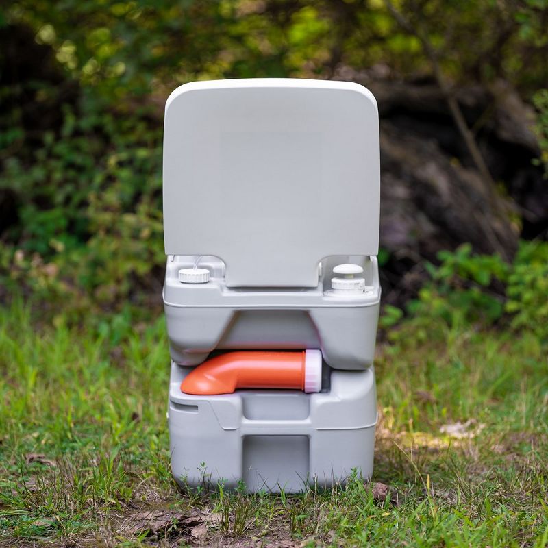 Alpcour 5.3 Gallon Compact Portable Toilet – Indoor & Outdoor Commode with Piston Pump Flush and Washing Sprayer, 4 of 11