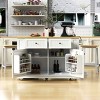 48 in Kitchen Island with Power Outlet, Drop Leaf, 2 Stools, Storage Cabinet and Drawers on Wheels for Kitchen or Dining Room-The Pop Home - 2 of 4