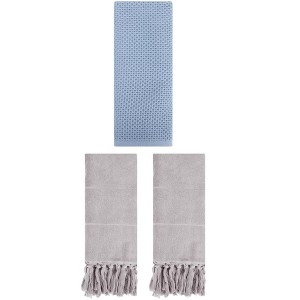 REGALWOVEN 3 Packs Cotton Soft Absorbent Tassels and Waffle Decorative Hand Towel - 1 of 4