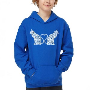 LA Pop Art Cat Tail Hearts - Boy's Word Art Hooded Sweatshirt - 1 of 4