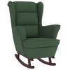 vidaXL Rocking Chair with Solid Wood Rubber Legs Dark Green Velvet - 2 of 4