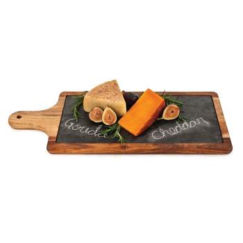 Wrenbury Pizza Cutting Board Acacia Wood Gift Set - Wooden Pizza Serving 8  Grooves - Cheese Board Set Reversible Function as a Charcuterie Board 