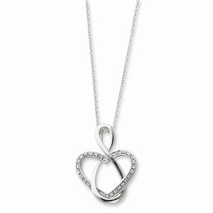 Black Bow Jewelry Sterling Silver & CZ Lifetime Friend, Infinity Heart Necklace, 18 Inch - 1 of 4