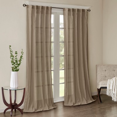Taupe Sheer Polyester Ground Length Window Drapes