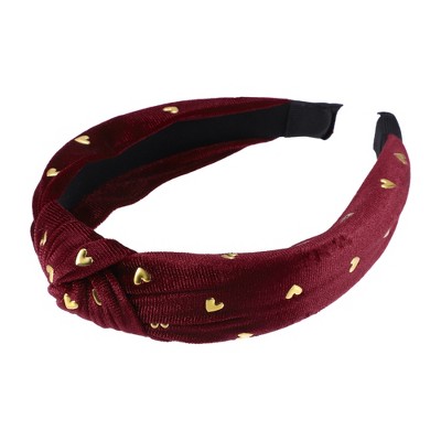 Unique Bargains Women's Velvet Heart Shape Stud Knot Headband 1.18 inch Wide