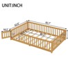 SEVOBAL Kids Bedroom Twin Size Floor Bed Frame With Safety Guardrails Door Removable Slats No Box Spring Needed for Kids, Brown, 64.76"*20.47"*7.28" - 3 of 4