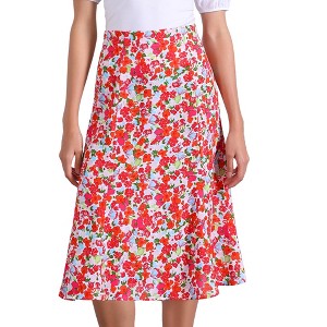 INSPIRE CHIC Women's Print Floral Peasant Elastic Waist A-Line Midi Skirts - 1 of 4