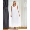 ADR Women's Cotton Nightgown, Sleeveless Lace Trimmed Button Up Long Vintage Night Dress Gown - 2 of 4