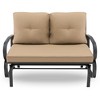 Costway Patio 2-Person Glider Bench Rocking Loveseat Cushioned Armrest Brick Red\Beige\Blue - 2 of 4