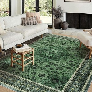 Fulvari Washable Area Rug Vintage Foldable Thin Rug Soft Low-Pile Non-Slip Stain Resistant Floor Indoor Outdoor Carpet - 1 of 4