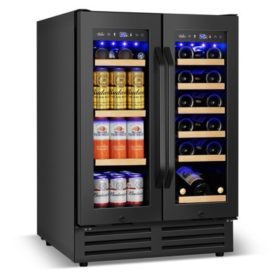 Velivi 24 in. Dual Zone 20-Wine Bottles and 88-Cans Beverage & Wine Cooler in black