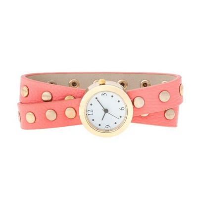 ShineHigh Women's Studded Wrap Watches Round & Mini Dial Styles in Mint or Pink, Fashion Wraparound Strap with Decorative Stud Accents
