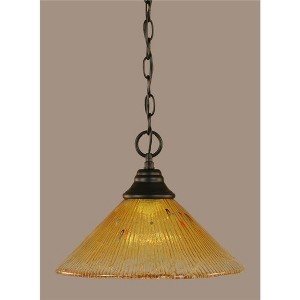 Toltec Lighting Any 1 - Light Pendant in  Matte Black with 12" Gold Champagne Crystal Shade - 1 of 1