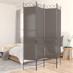 VidaXL Modern Style Fabric Room Divider, 4-Panel Foldable Partition Screen, Anthracite, 63"x86.6" - Versatile and Portable Separation Wall for Home - 1 of 4