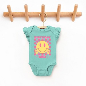 The Juniper Shop Birthday Girl Checkered Baby Flutter Sleeve Bodysuit - 1 of 3