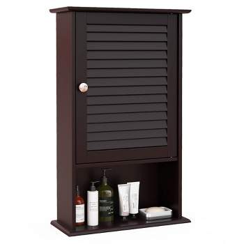 Tangkula Bathroom Wall Mount Storage Cabinet Single Door w/Height Adjustable Shelf