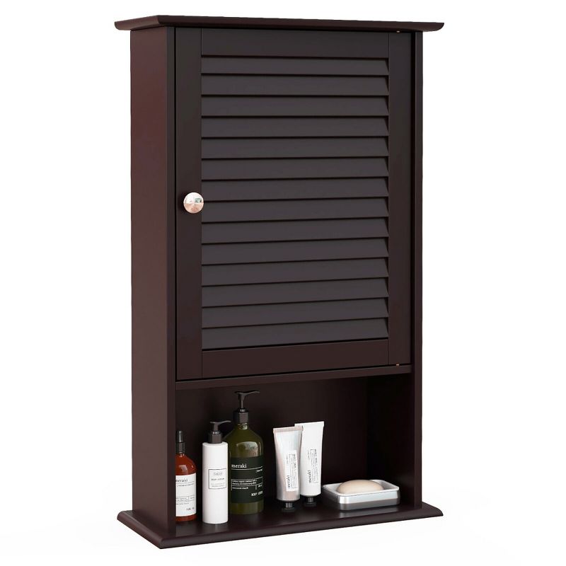 Tangkula Bathroom Wall Mount Storage Cabinet Single Door w/Height Adjustable Shelf, 1 of 11