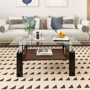 Coffee Tables Rectangular, Coffee Tables Contemporary With Tempered Glass Tabletop And Mdf Layer, Coffee Tables Modern-Cuddlewood - 1 of 4