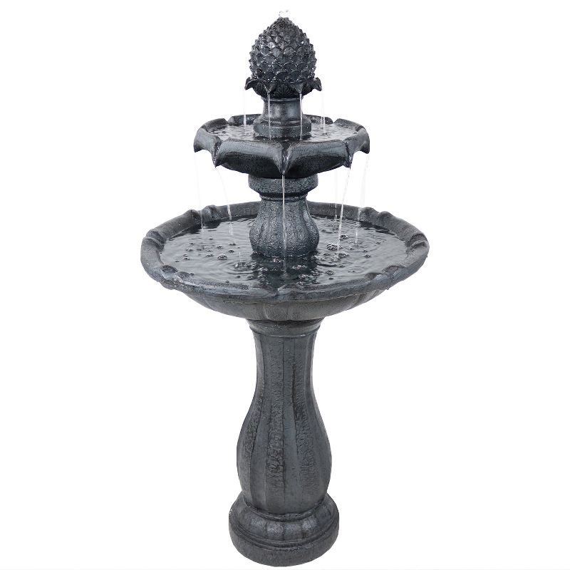 Sunnydaze 46" H Outdoor 2-Tier Pineapple Solar Water Fountain with Battery Backup, 1 of 14