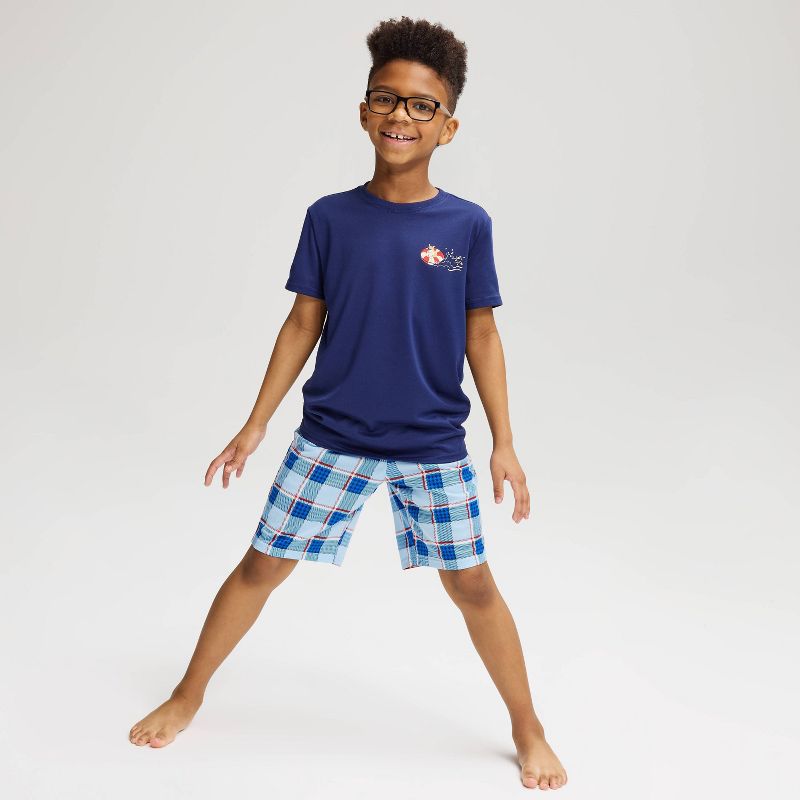 Boys' 2pc Printed T-Shirt and Shorts Pajama Set - Cat & Jack™ Navy Blue XS
