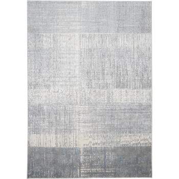 Azure Modern Abstract White/Gray/Blue Area Rug