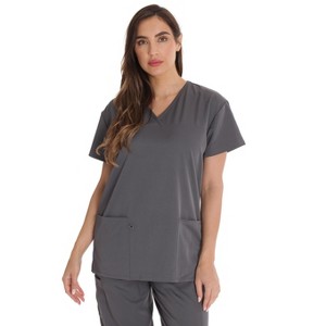 Just Love Solid Stretch Scrub Top for Women Mock Wrap Nursing Shirt - 1 of 3