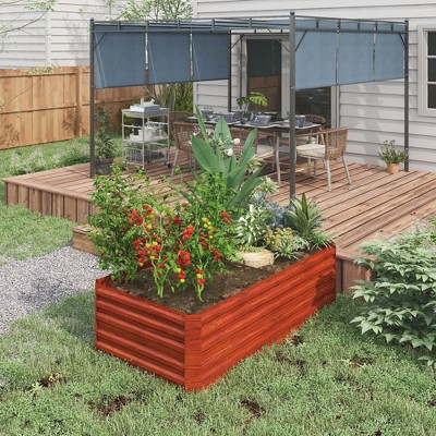 Large Dark Brown Galvanized Steel Outdoor Raised Garden Bed