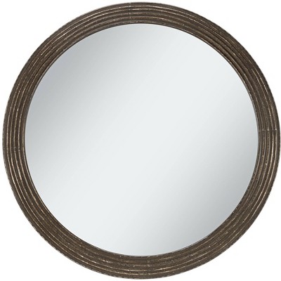 Uttermost Quentin Black 34" Round Metal Framed Wall Mirror