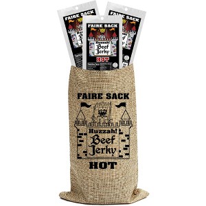 Buffalo Bills Hot 5oz Faire Sack Huzzah Beef Jerky in Burlap Wine Bag (3 packs hot beef jerky) - 1 of 4