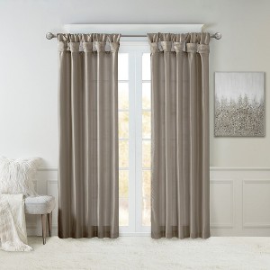 TOBILE Twist Tab Lined Window Curtain Panel Pewter 50x120" - 1 of 4