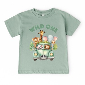 The Juniper Shop Wild One Animals Car Toddler Short Sleeve Tee - 4T - Seafoam - 1 of 4