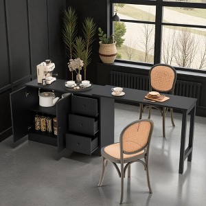 Mshliw Pull-Out Dining Table Sideboard with 3 Drawers, Adjustable Shelves, Painted Finish, Sofa Table, Space-Saving Console Cabinet (only table) - 1 of 4