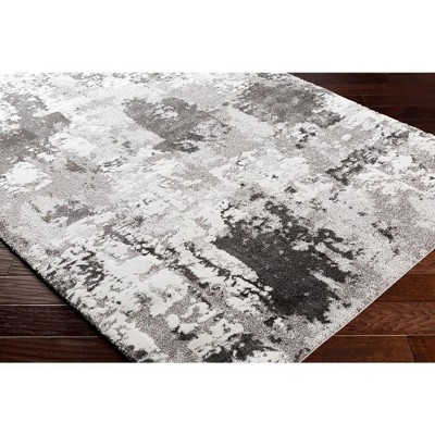 Ciel Hand-Knotted Round Gray Abstract Synthetic Area Rug