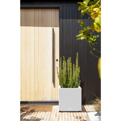 White 18" Square Modern Plastic Planter