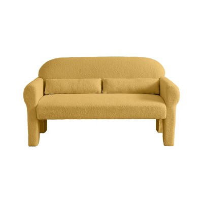 NicBex 56.3 Inch Boucle Loveseat Sofa Modern Comfy 2 Seater Couch with Armrest and Lumbar Pillow for Living Room,Apartment