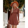 2025 Women's Long Sleeve Sweater Dress for Fall, Crew Neck Knit Midi Dress Caramelred - 3 of 4