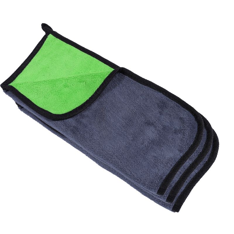 Unique Bargains Microfibre Car Drying Towel 600GSM Highly Absorbent Car Drying Cloth Window Cleaner 15.75"x15.75" Gray Green 3 Pcs, 1 of 7