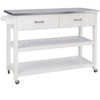 Kitchen Cart With Stainless Steel Counter Top, 2 Drawers, Rolling Kitchen Cart On Wheels With 2 Opening Shelves - 4 of 4