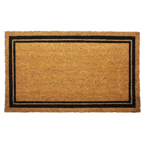 1'5 x 2'5 Indoor/Outdoor Coir Doormat with Border Natural/Black -  Entryways