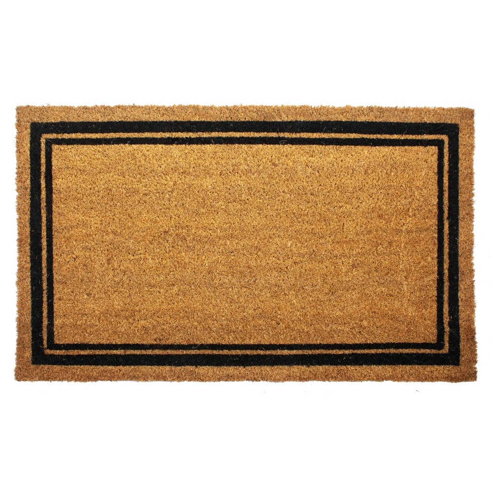 Photos - Doormat 1'5" x 2'5" Indoor/Outdoor Coir  with Border Natural/Black - Entryw