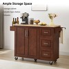 Airsurfer Kitchen Cabinet with Drop Leaf Countertop, Rolling Kitchen Cabinet Cart , Barn Door Kitchen Table with Storage Cabinet and Tower Rack - 3 of 4