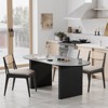 PexFix 67" x 33.5" Solid Wood Oval Dining Table Modern Kitchen Table Farmhouse Style with Solid Wave Legs for Living Room Kitchen Home Office Black - 3 of 4