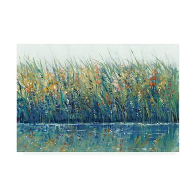 Large Multicolor Canvas Print with Tall Grass Reflection