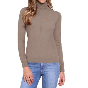 INSPIRE CHIC Women's Mock Neck Long Sleeve Ribbed Casual Sweater - 1 of 4